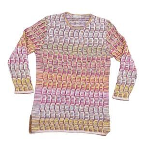 Marcazzani Knit Long Sleeve Unique Made in Italy Cotton Blend Pullover, L